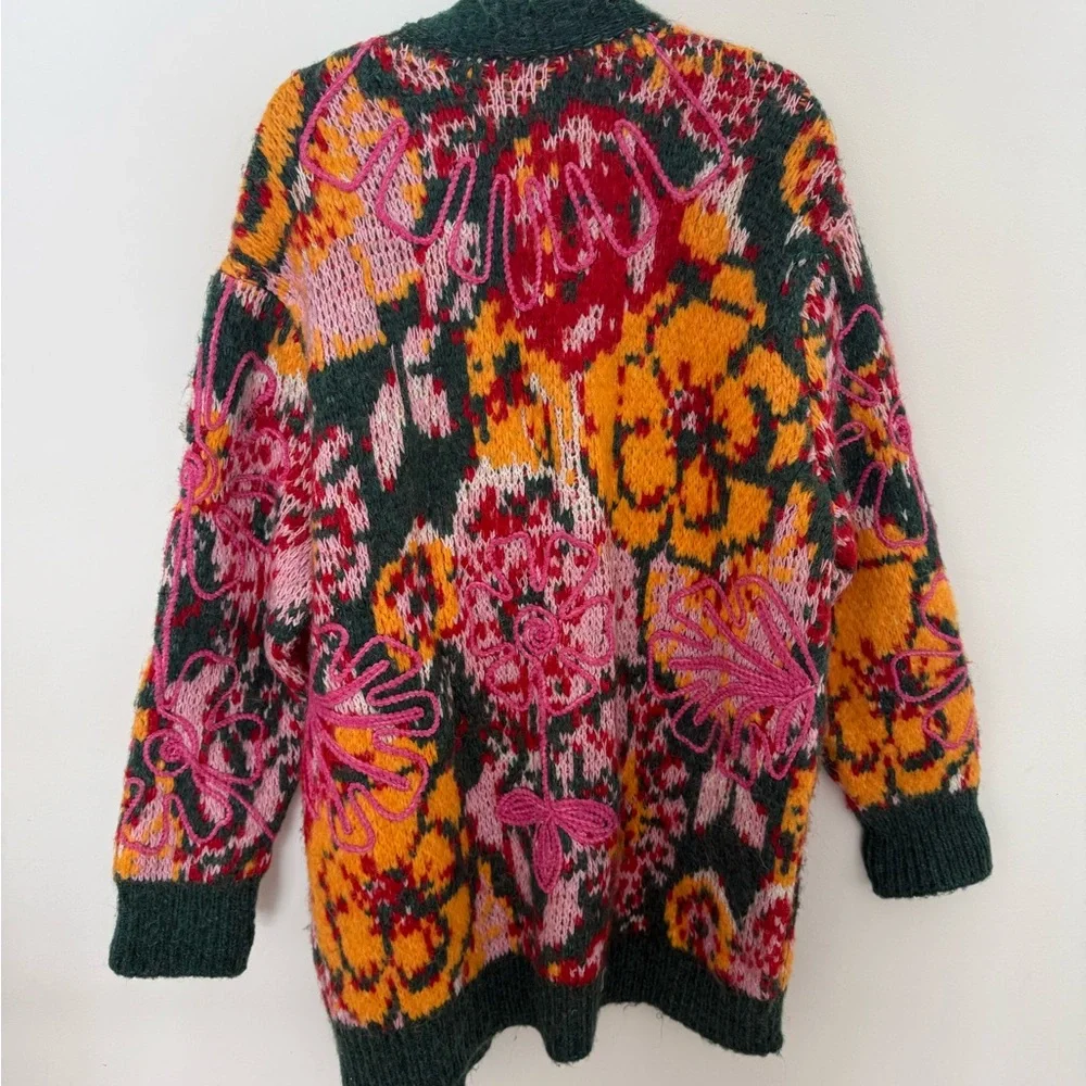 Free People Alexis Floral Knit Cardigan M - Picture 2 of 7